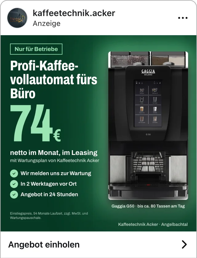 Ad by Kaffeetechnik Acker on Instagram