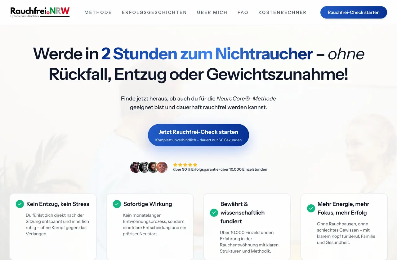 Rauchfrei NRW: A quit check as the first step for new clients.