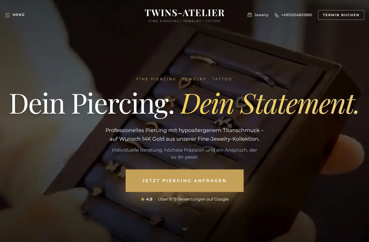 TWINS-ATELIER: A studio website that turns searchers into bookings.